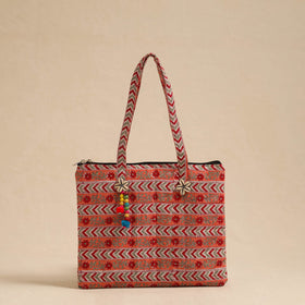 Orange Handcrafted Quilted Cotton Hand Bag