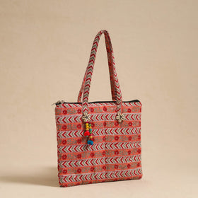 Orange Handcrafted Quilted Cotton Hand Bag