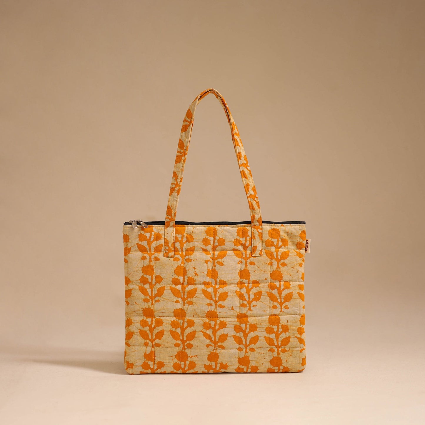 Orange - handcrafted quilted cotton handbag 10