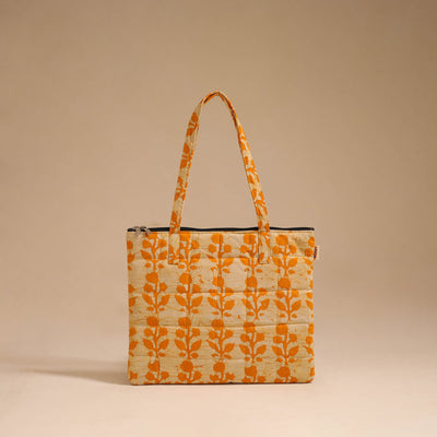 Orange - handcrafted quilted cotton handbag 10
