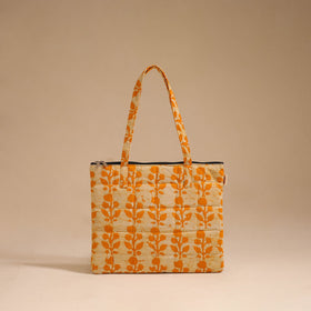 Orange - handcrafted quilted cotton handbag 10