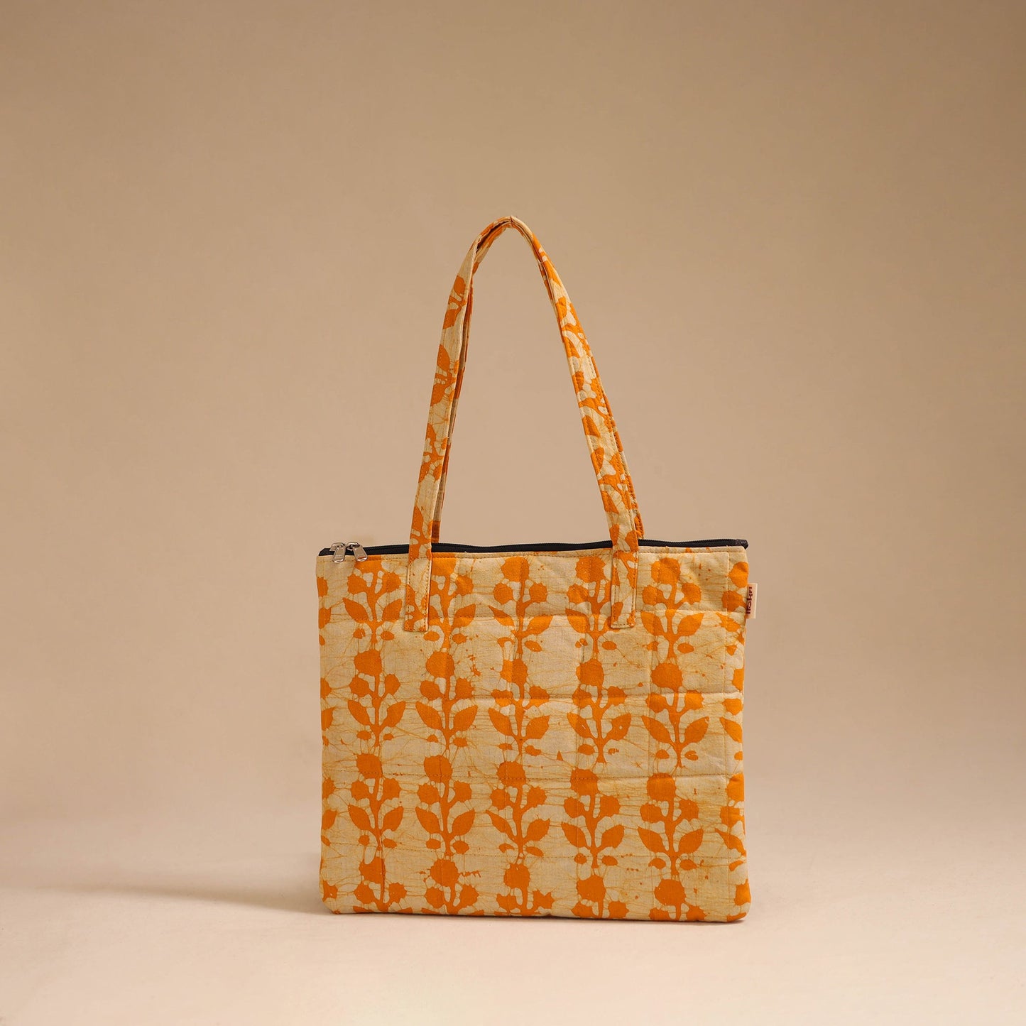 Orange - handcrafted quilted cotton handbag 10