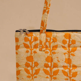 Orange - handcrafted quilted cotton handbag 10