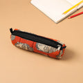  Orange Handcrafted Quilted Cotton Pencil Pouch