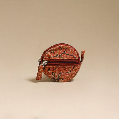 Orange - handcrafted quilted kalamkari block printed fabric