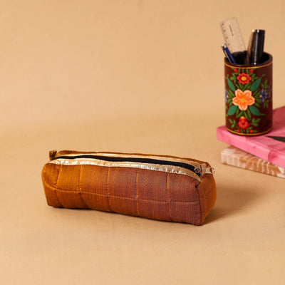 Orange - handcrafted quilted pencil pouch 64