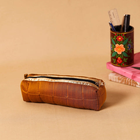 Orange - handcrafted quilted pencil pouch 64