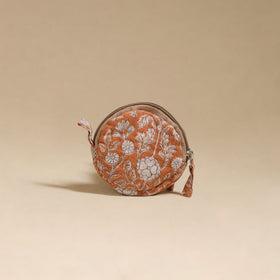 Orange - handcrafted quilted sanganeri block printed fabric