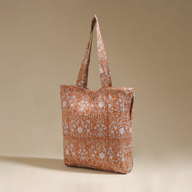 Handcrafted quilted sanganeri block printed fabric tote bag
