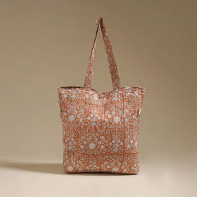 Handcrafted quilted sanganeri block printed fabric tote bag
