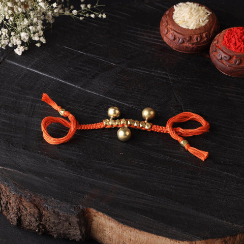 Handcrafted tribal dokra brass thread rakhi 29