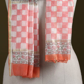 Handloom chanderi silk sanganeri stole 03 - handcrafted