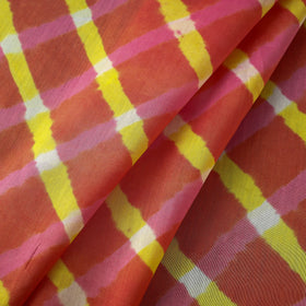 Orange Handloom Chanderi Silk Mothra Tie-Dye Leheriya Fabric