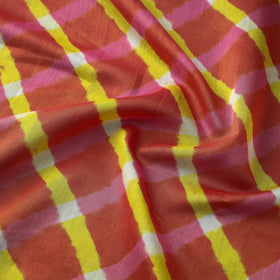 Orange Handloom Chanderi Silk Mothra Tie-Dye Leheriya Fabric