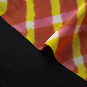 Orange Handloom Chanderi Silk Mothra Tie-Dye Leheriya Fabric