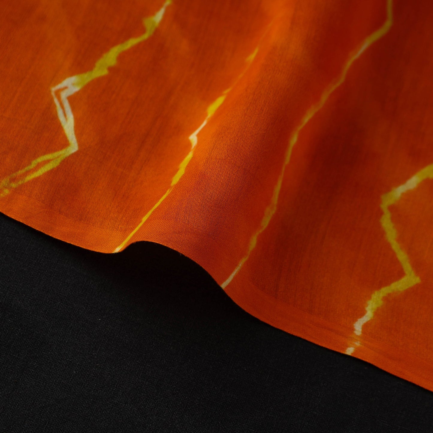 Buy Orange Handloom Chanderi Silk Tie-Dye Leheriya Fabric