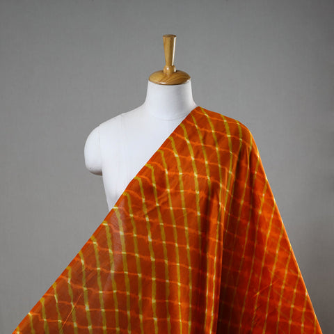 Buy Orange Handloom Chanderi Silk Tie-Dye Leheriya Fabric