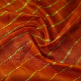 Buy Orange Handloom Chanderi Silk Tie-Dye Leheriya Fabric