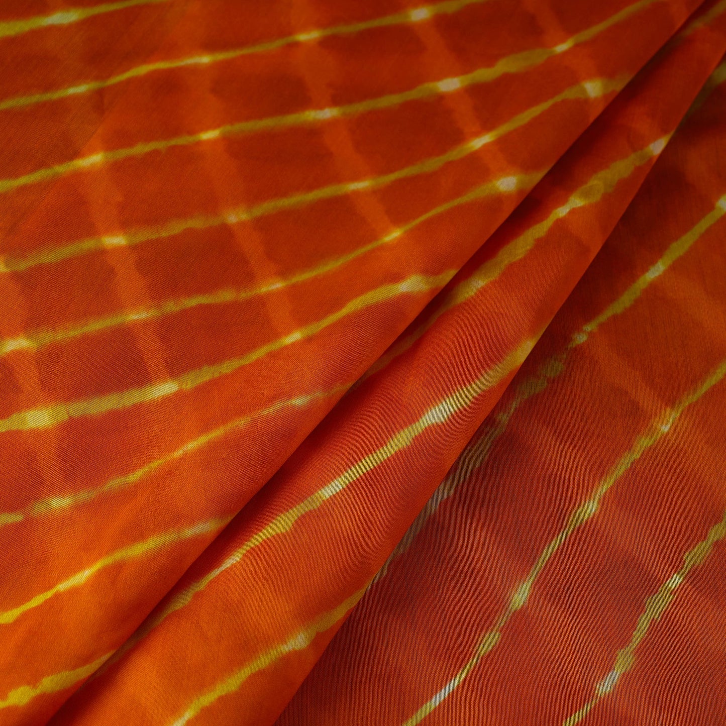 Buy Orange Handloom Chanderi Silk Tie-Dye Leheriya Fabric