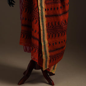 Orange - handloom cotton bengal hand kantha work dupatta 06