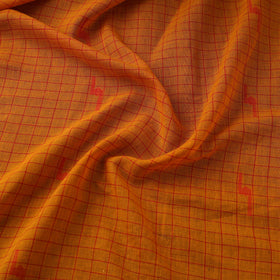 Orange Handloom Cotton Bengal Jamdani Fabric