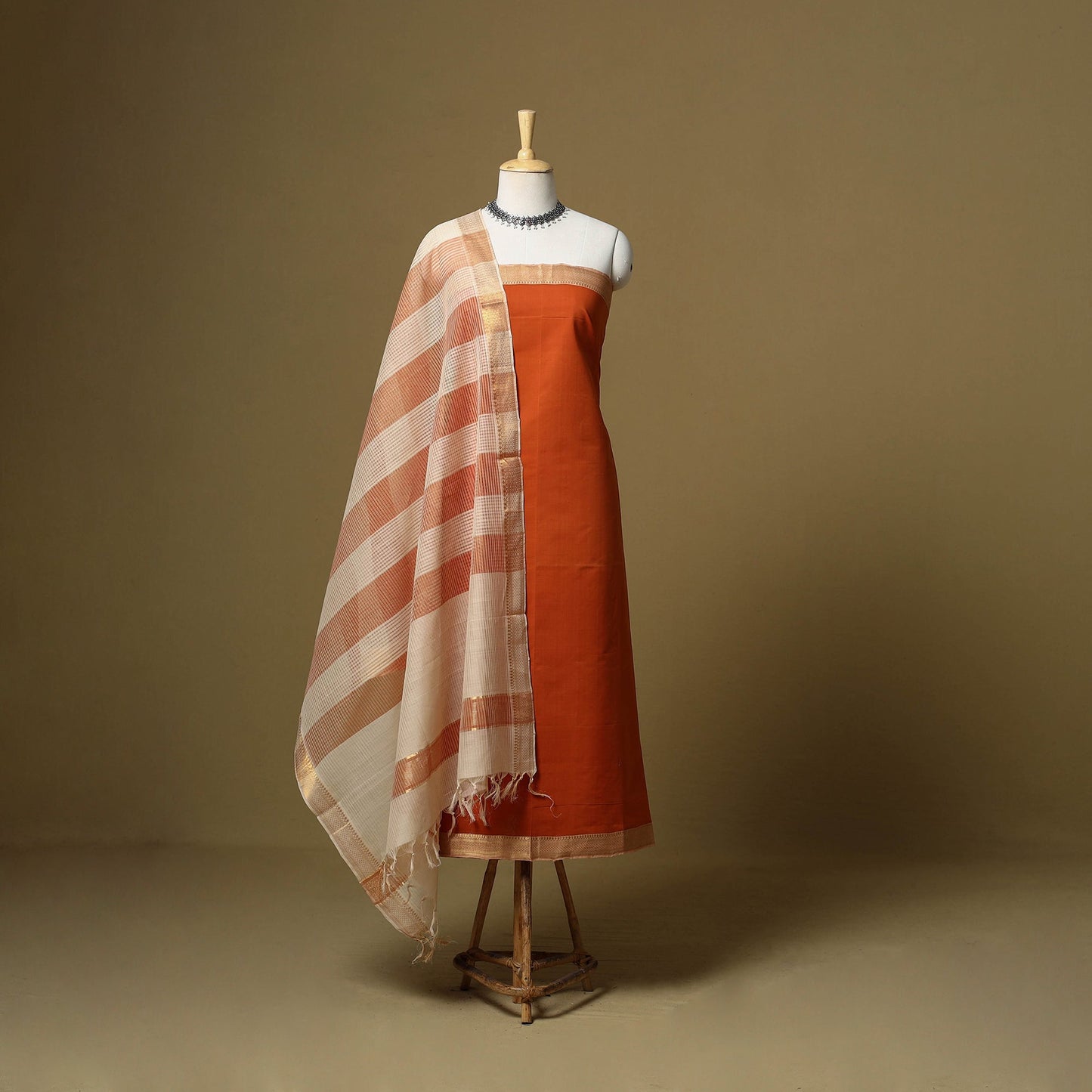 Handloom cotton mangalagiri 3pc unstitched dress material