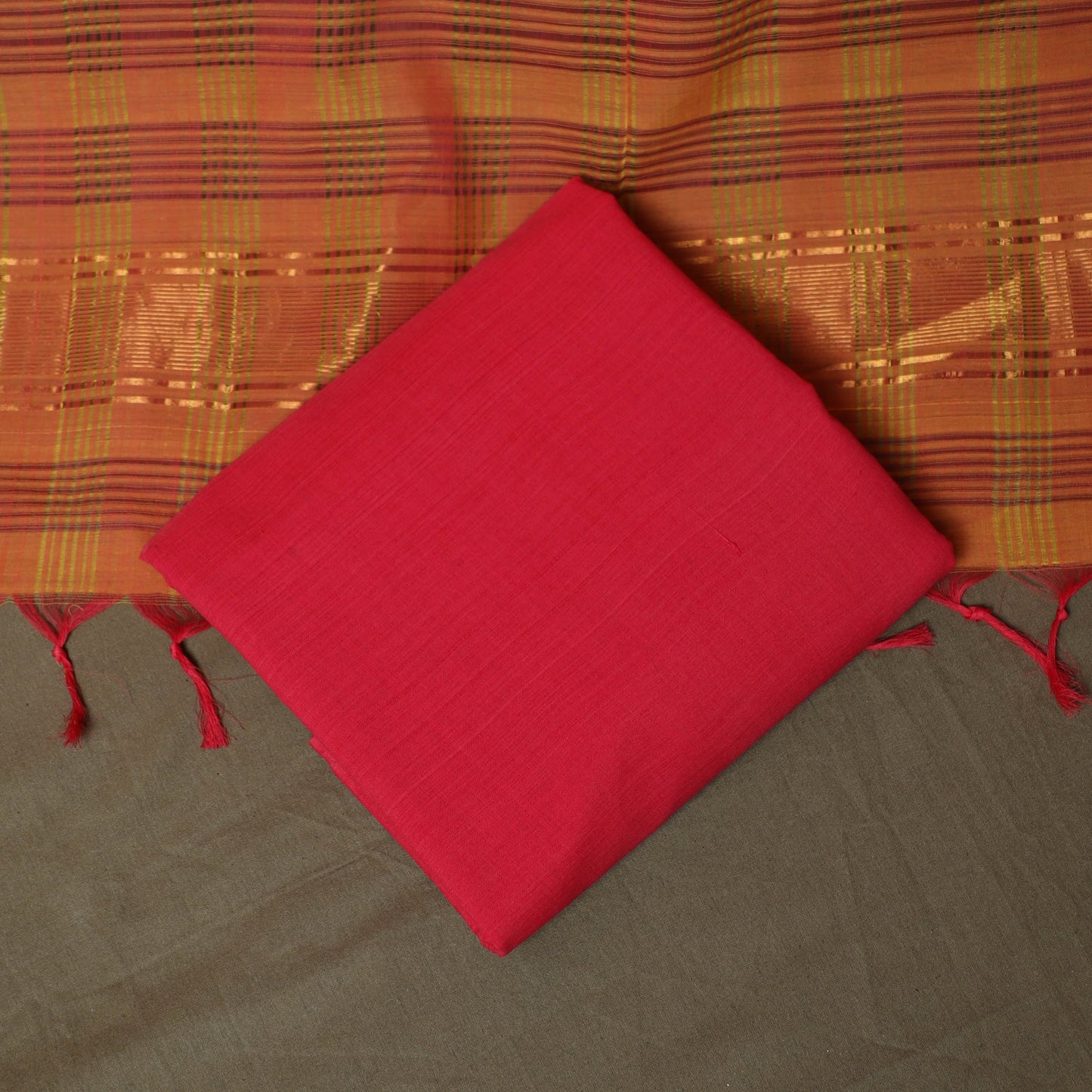 Handloom cotton mangalagiri 3pc unstitched dress material