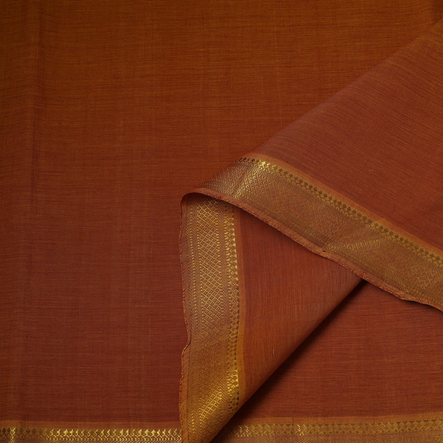 Orange - handloom cotton mangalagiri fabric with zari