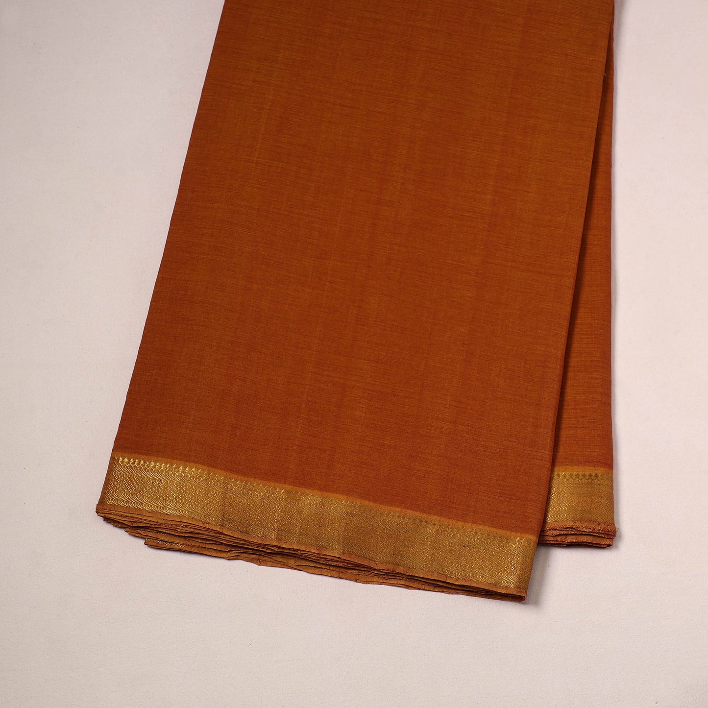 Orange - handloom cotton mangalagiri fabric with zari