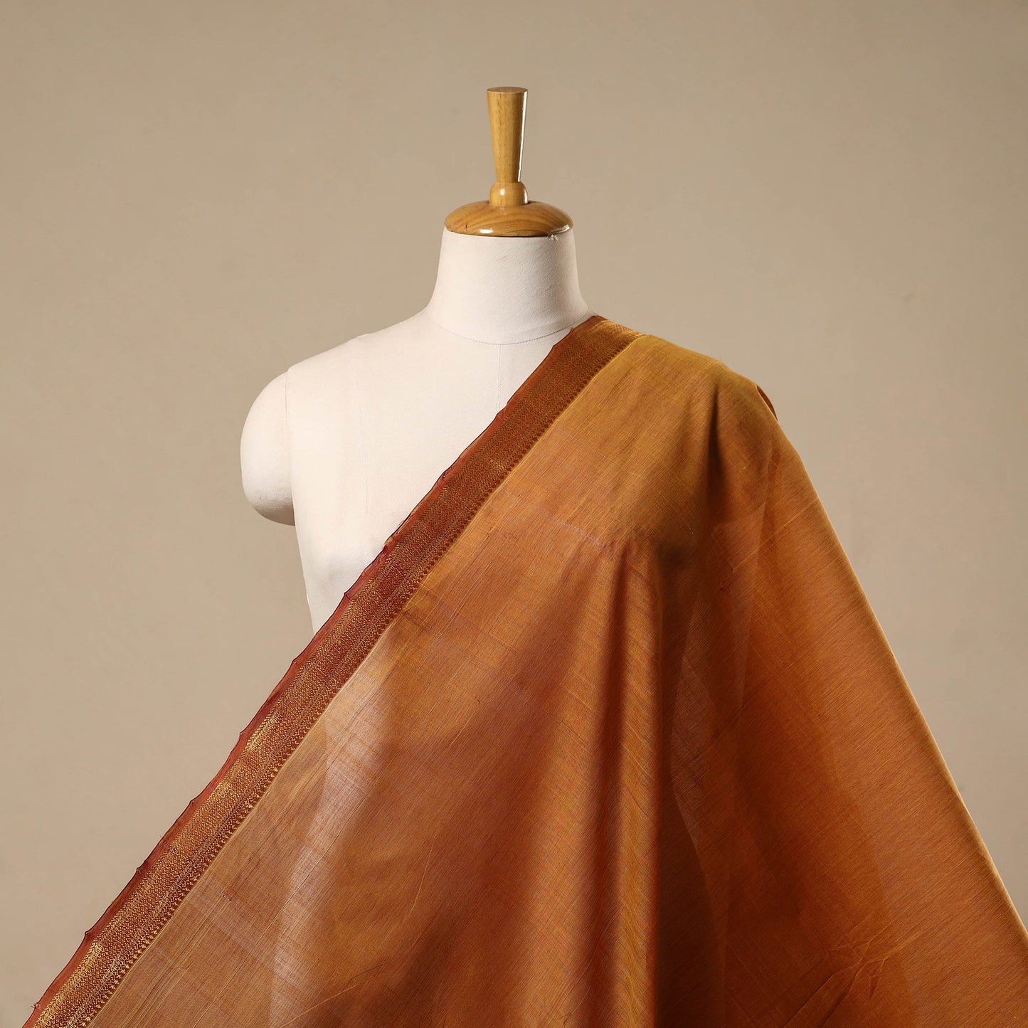 Orange - handloom cotton mangalagiri fabric with zari