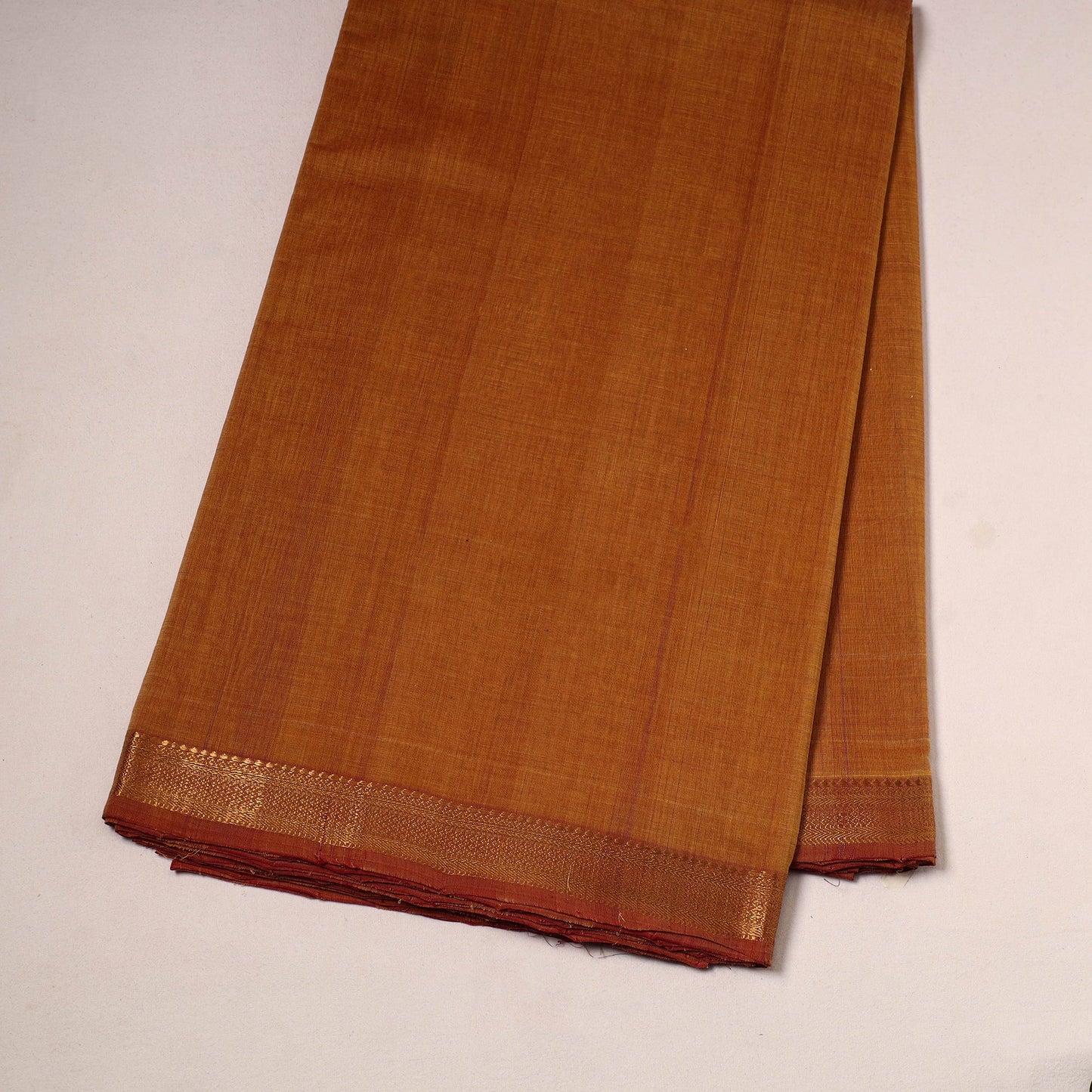 Orange - handloom cotton mangalagiri fabric with zari