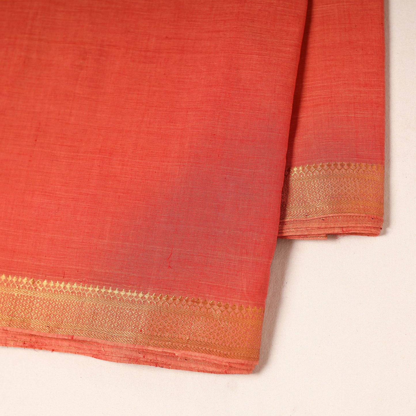 Orange - handloom cotton mangalagiri fabric with zari
