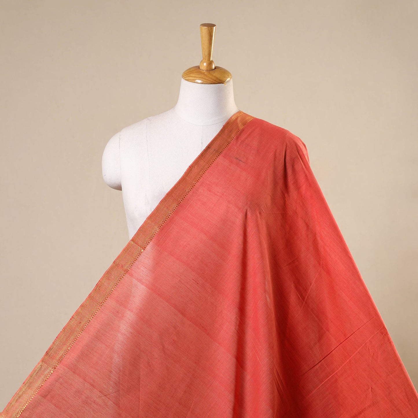 Orange - handloom cotton mangalagiri fabric with zari