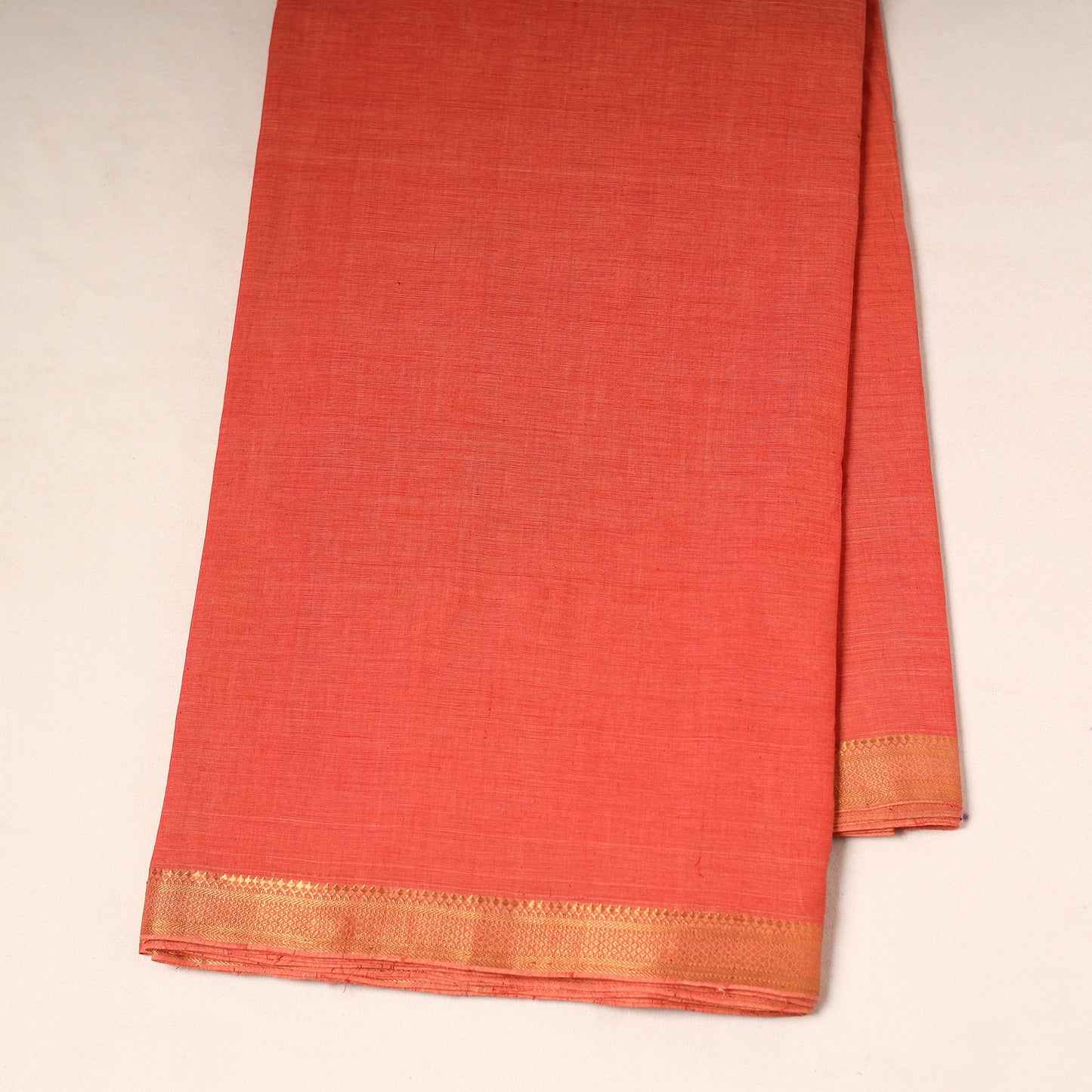 Orange - handloom cotton mangalagiri fabric with zari