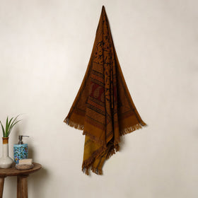 Buy Orange Handloom Cotton Bagh Print Towel