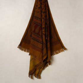 Buy Orange Handloom Cotton Bagh Print Towel