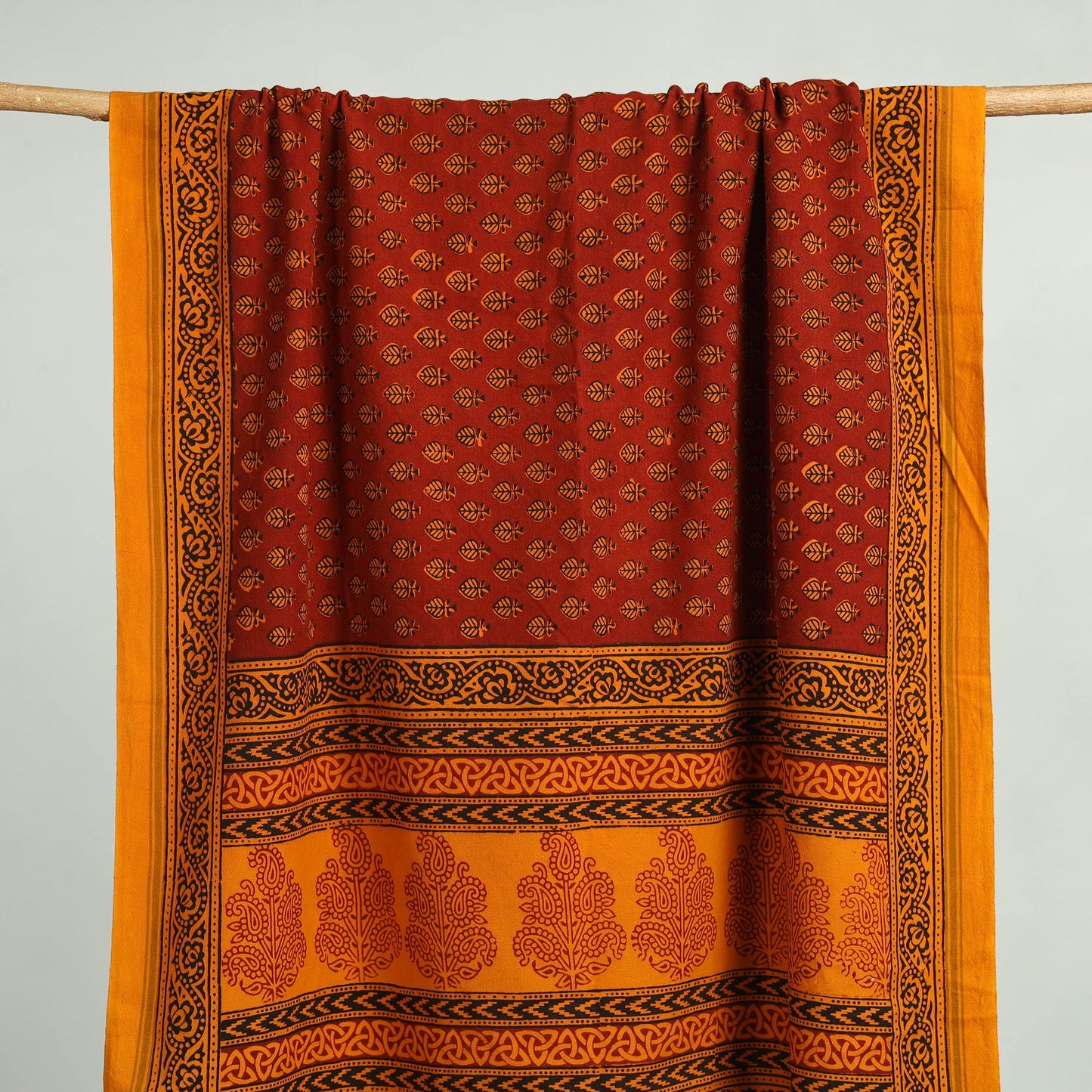 Orange Bagh Hand Block Print Cotton Handloom Towel