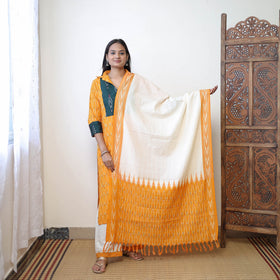 Orange - Handloom Cotton Pochampally Ikat Kurta Set 02