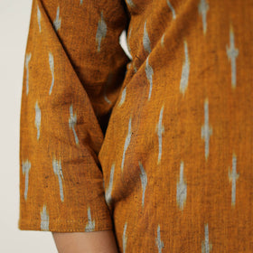  Orange Handloom Cotton Pochampally Ikat Kurta Set 