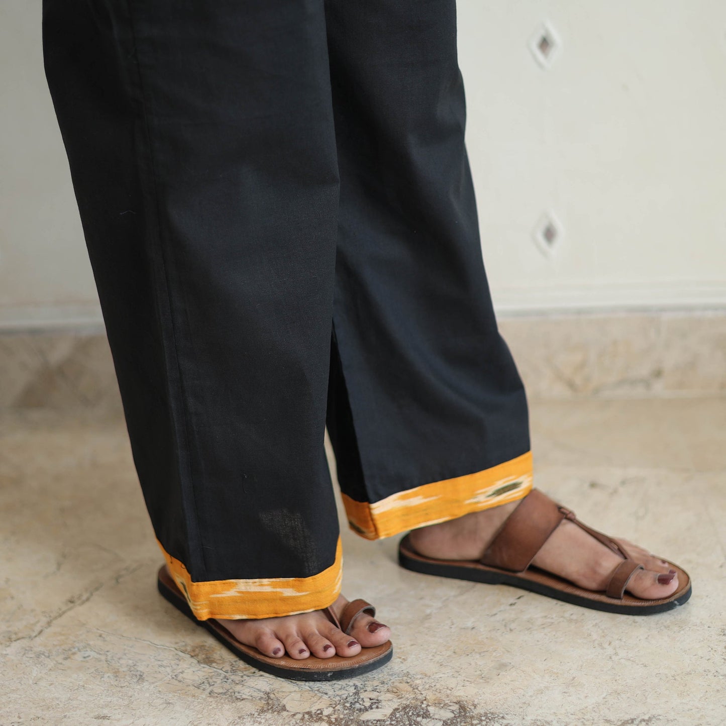  Orange Handloom Cotton Pochampally Ikat Kurta Set 