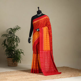 Orange - handloom cotton sambalpuri ikat saree 57