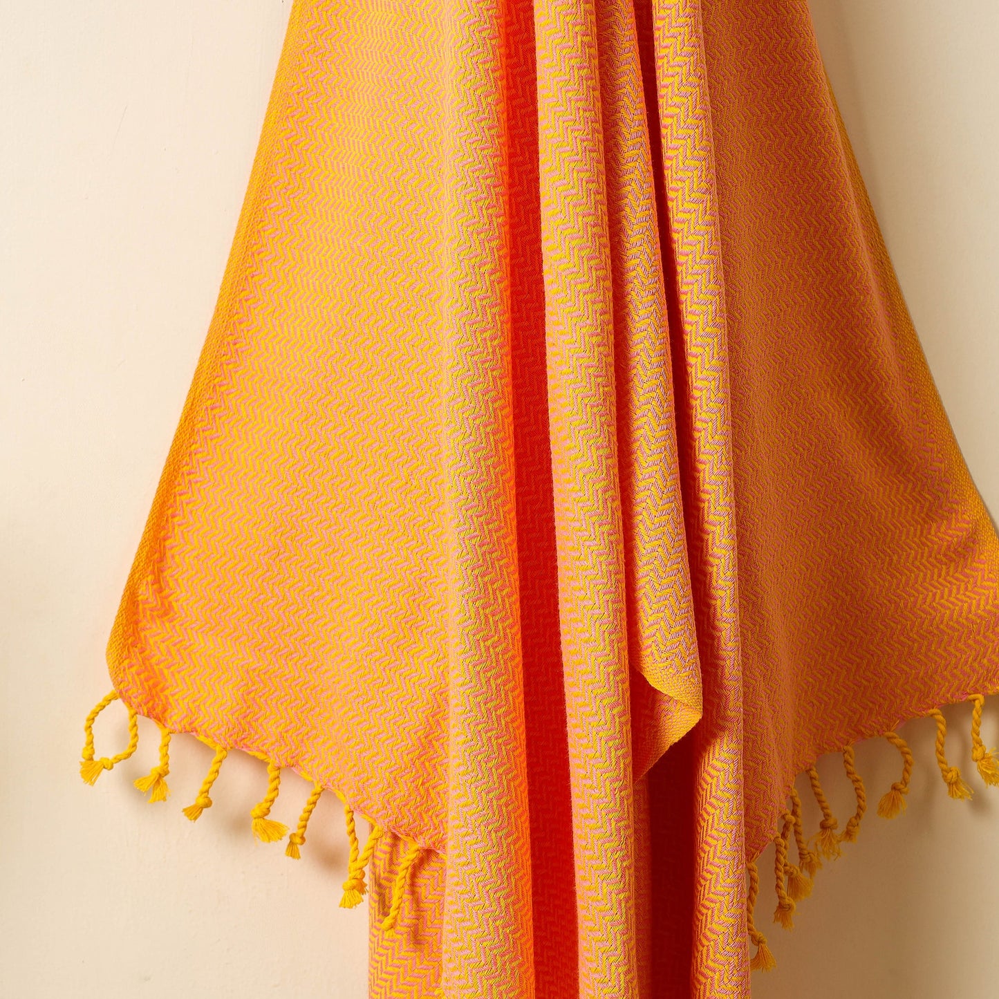  Handloom Cotton Towel with Tassels from Bijnor by Nizam 