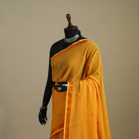 Orange - handloom cotton zari buti phulia jamdani saree 04