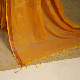 Orange - handloom cotton zari buti phulia jamdani saree 04