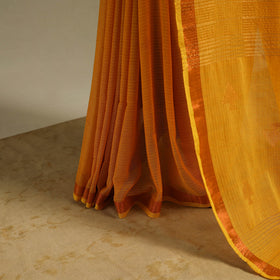 Orange - handloom cotton zari buti phulia jamdani saree 04