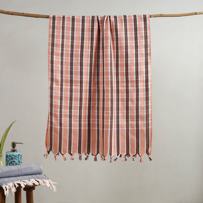 Buy Handloom Fine Cotton Checks Bath Towel