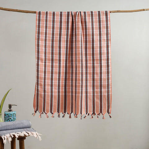 Buy Handloom Fine Cotton Checks Bath Towel