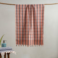 Orange - handloom fine cotton checks bath towel 35