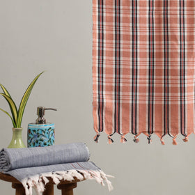 Orange - handloom fine cotton checks bath towel 35