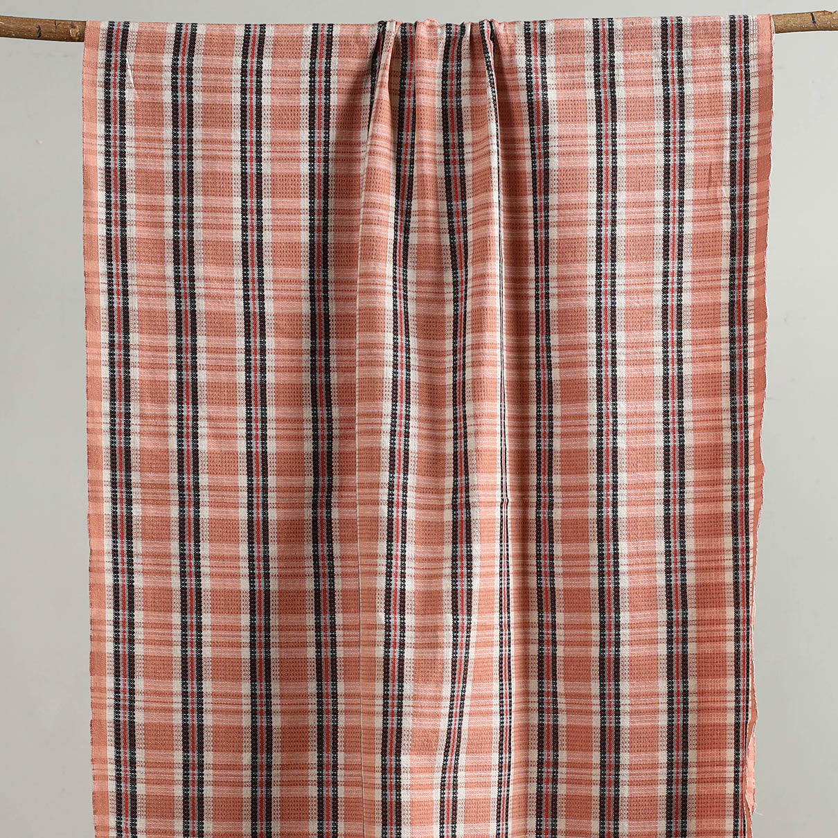 Orange - handloom fine cotton checks bath towel 35